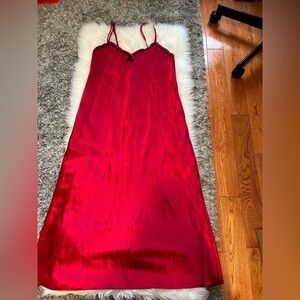 Red Satin Slip Dress